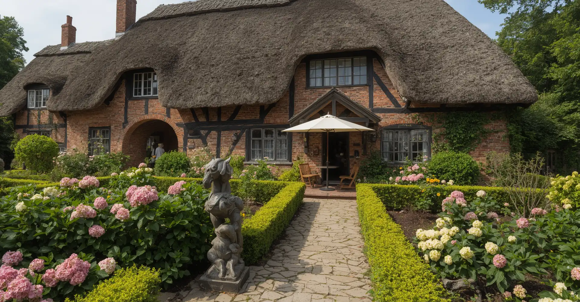 Fachwerkgebäude in der Lüneburger Heide mit tollem Garten.